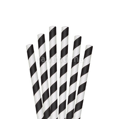 25 Pailles Papier pour Cake Pops Rayées Blanc & Noir