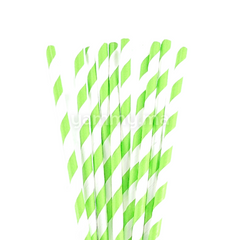 25 Pailles Papier pour Cake Pops Rayées Vert Pistache Clair & Blanc