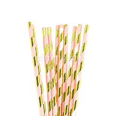 25 Pailles Papier pour Cake Pops Rayées Or & Somo