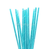 25 Pailles Papier pour Cake Pops Bleu Métallisé