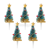 Sapin Merry Christmas H 5 cm pour Décor de Bûche de Noël (x5)