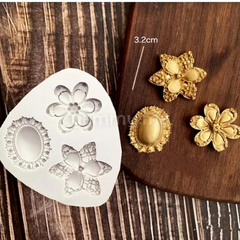 Moule Silicone 2 Fleurs et Diamant