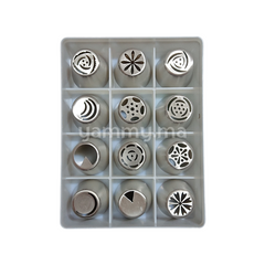 SET. 12 Douilles Russes Inox Décor Fleur Large