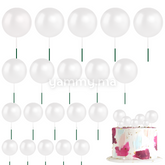 SET. 20 Décorations de Gâteau en Forme de Boules Blanc