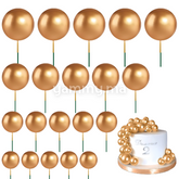 SET. 20 Décorations de Gâteau en Forme de Boules Or