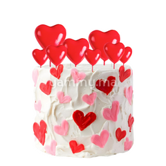 SET. 20 Décorations de Gâteau en Forme de Coeurs Rouge