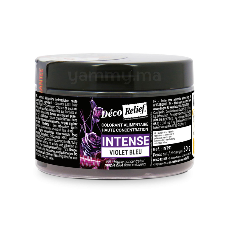 Colorant Hydrosoluble Violet Bleu Intense en Poudre 50 gr - Déco Relief INT91