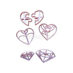 SET. 6 Emporte-pièces Coeur Mariage Diamande