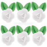 Fleurs de Rose Blanche x6 et Feuilles Vertes x12 en Azyme - Florensuc