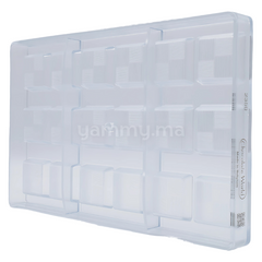 Moule Chocolat en Polycarbonate Carré Ligné (x18) "CW2359" - Chocolate World