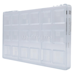 Moule Chocolat en Polycarbonate Carré Ligné (x18) "CW2359" - Chocolate World