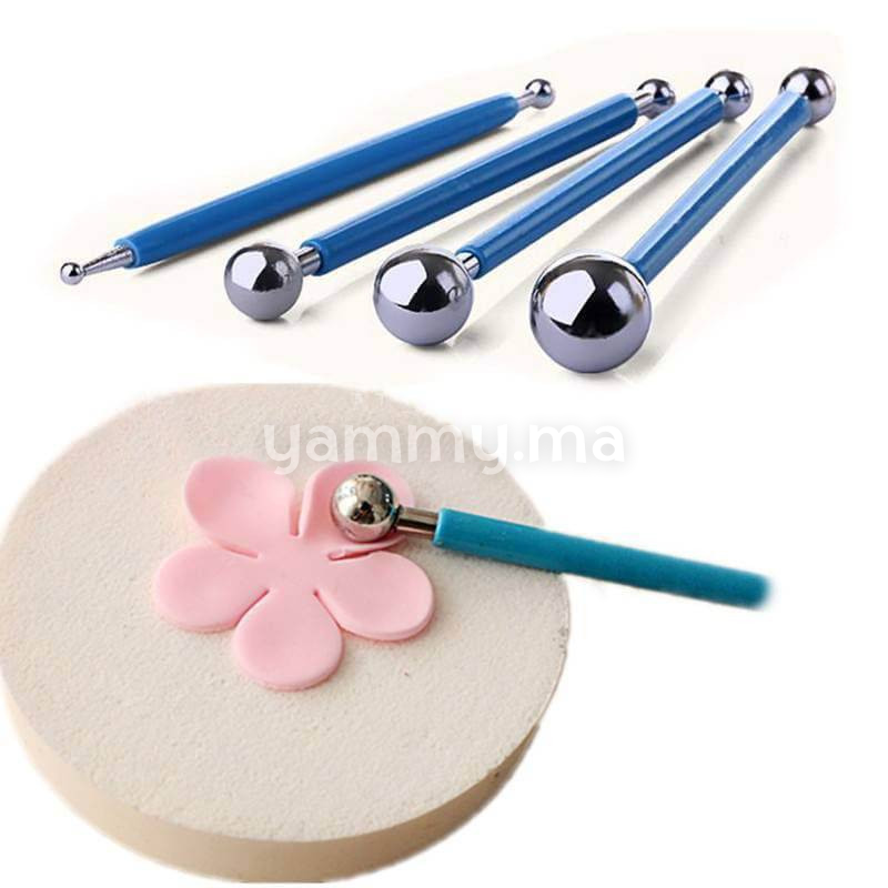 SET. 4 Ebauchoirs Boule pour Pâte à Sucre