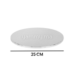 Présentoir et Support Gâteau Cake Board Rond Ø 25 cm Argent