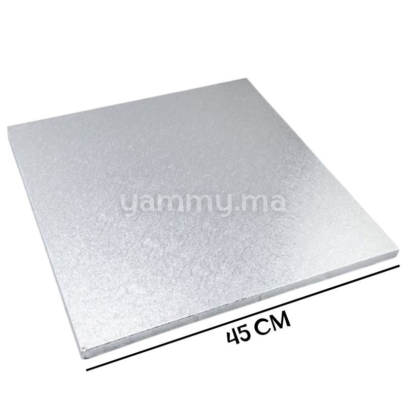 Présentoir et Support Gâteau Cake Board Carré 45 cm Argent