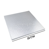 Présentoir et Support Gâteau Cake Board Carré 35 cm Argent