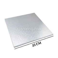 Présentoir et Support Gâteau Cake Board Carré 35 cm Argent