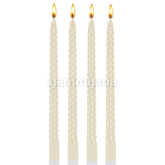 SET. 4 Bougies Coniques en Spirale 25 cm Biege Métallique