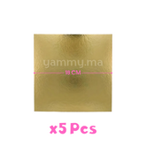 Support Gâteau Carton Carré Or 18x18 cm x5 pcs