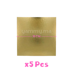 Support Gâteau Carton Carré Or 18x18 cm x5 pcs