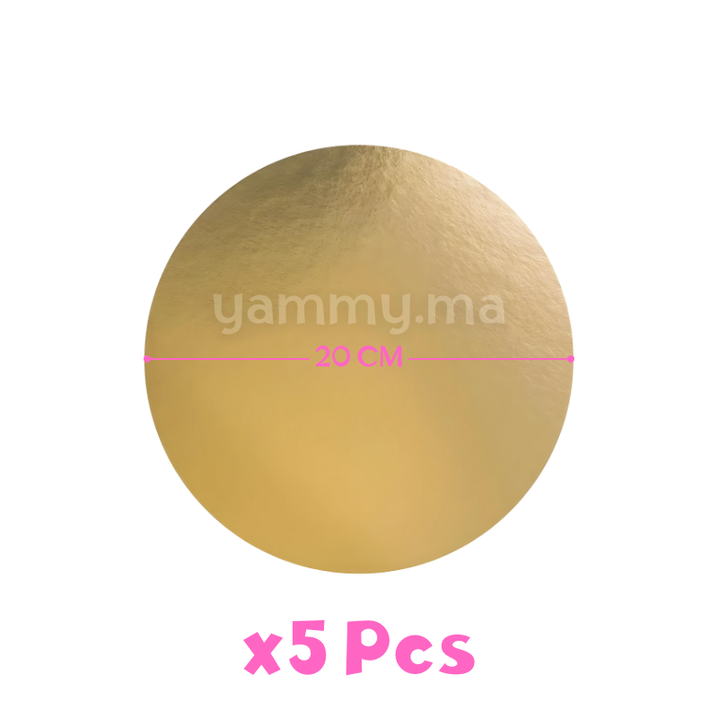 Support Gâteau Carton Rond Or Ø 20 cm x5 pcs