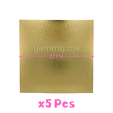 Support Gâteau Carton Carré Or 22x22 cm x5 pcs