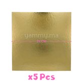 Support Gâteau Carton Carré Or 24x24 cm x5 pcs