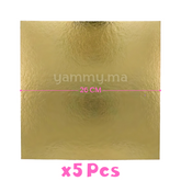 Support Gâteau Carton Carré Or 26x26 cm x5 pcs