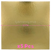 Support Gâteau Carton Carré Or 32x32 cm x5 pcs