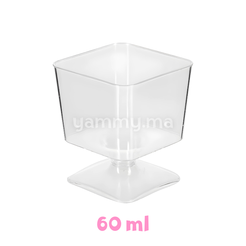 SET. 12 Verrines sur Pied Carré 60ml