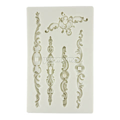 Moule Silicone 5 Bandes Fleurs Vintage