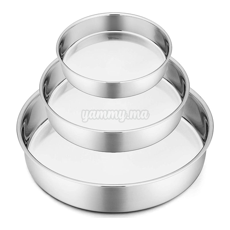 Set 3 Moules à gâteau Ronds en Inox 24 / 28 / 32 cm H: 5 cm