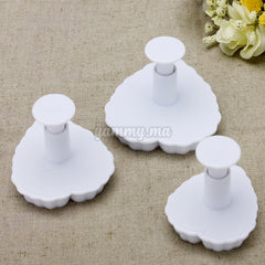 Set 3 Emporte-piecès avec Poussoir Coeur