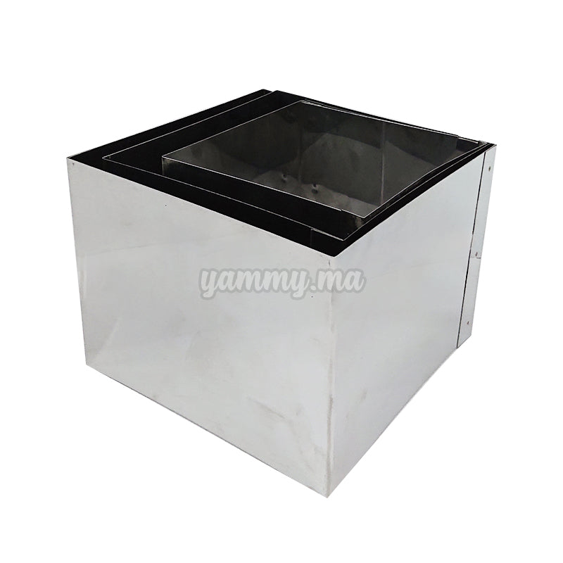 Ens. de 3 Moules Inox Carre 15/18/20 x H 15 cm