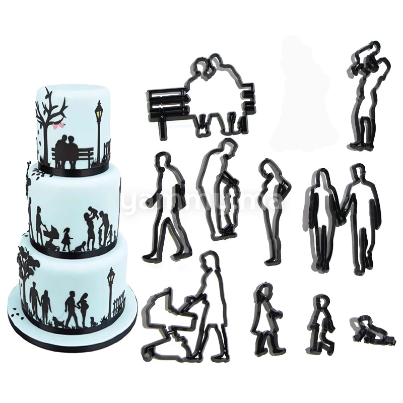 SET. 10 Emporte-pièces Silhouettes Famille, Mariage, Naissance