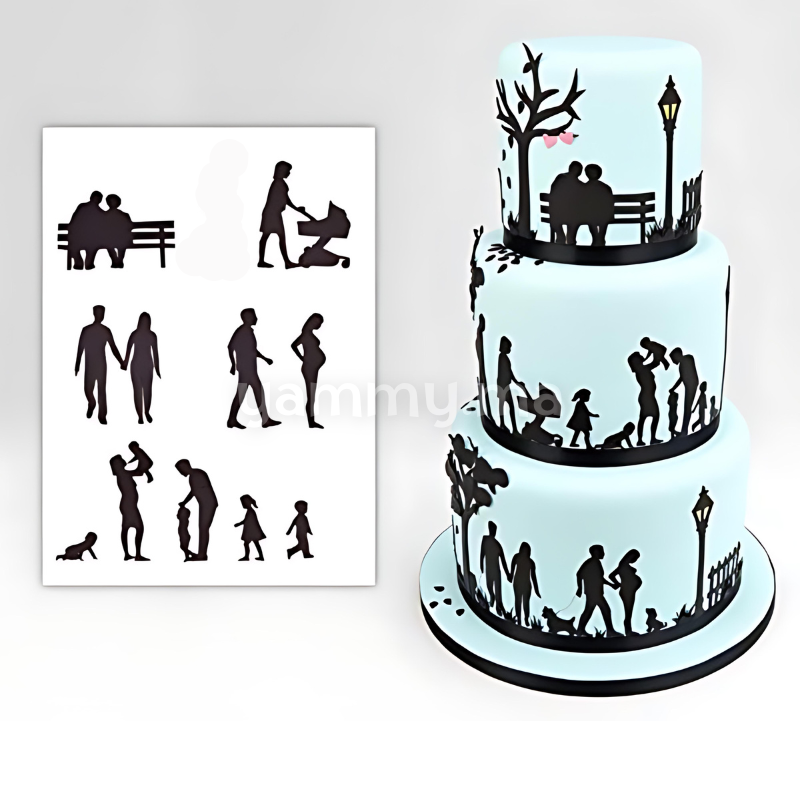 SET. 10 Emporte-pièces Silhouettes Famille, Mariage, Naissance