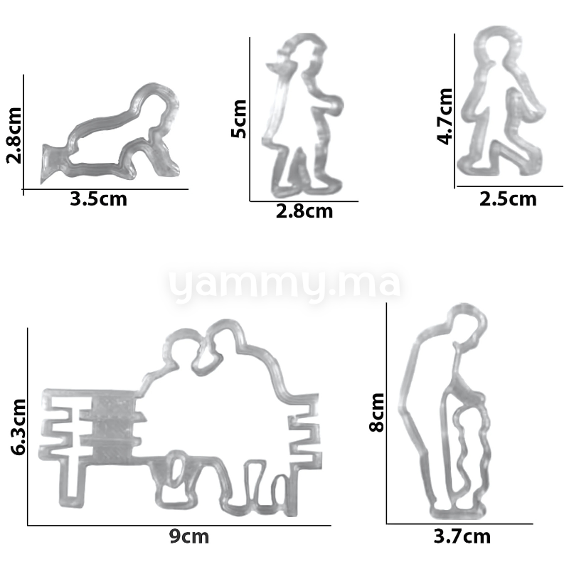 SET. 10 Emporte-pièces Silhouettes Famille, Mariage, Naissance