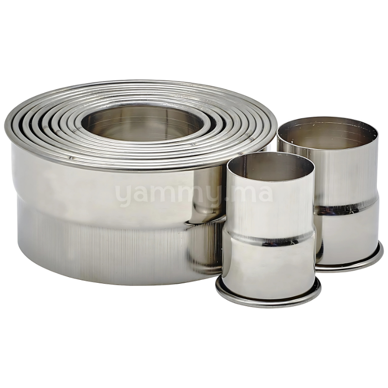 SET. 12 Emporte-pièces Ronds Simples en Inox Hauteur 5cm