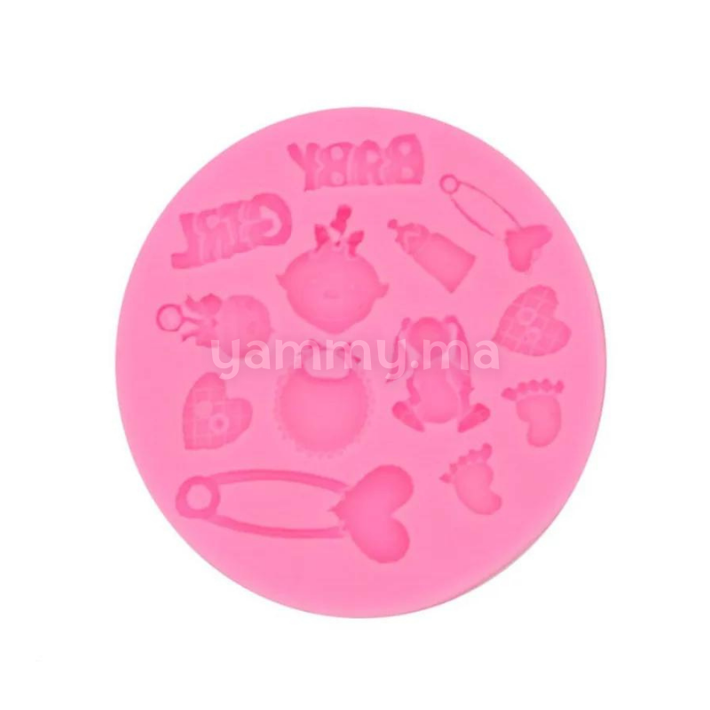 Moule Silicone Thème Bapteme Baby Girl