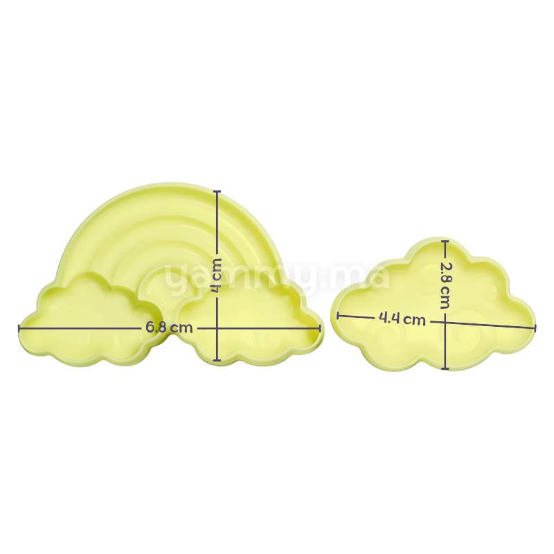 2 Emporte-pieces Arc-en-ciel et Nuage pour Pate a Sucre