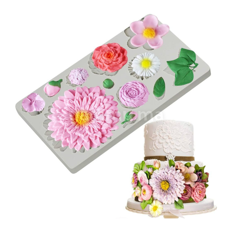 Moule Silicone 10 Fleurs pate a sucre