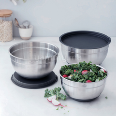 SET. 3 Bols et Bassines en Inox avec Couvercles 20-22-24 cm - Lacor 60051