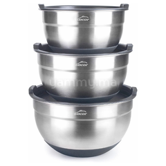 SET. 3 Bols et Bassines en Inox avec Couvercles 20-22-24 cm - Lacor 60051
