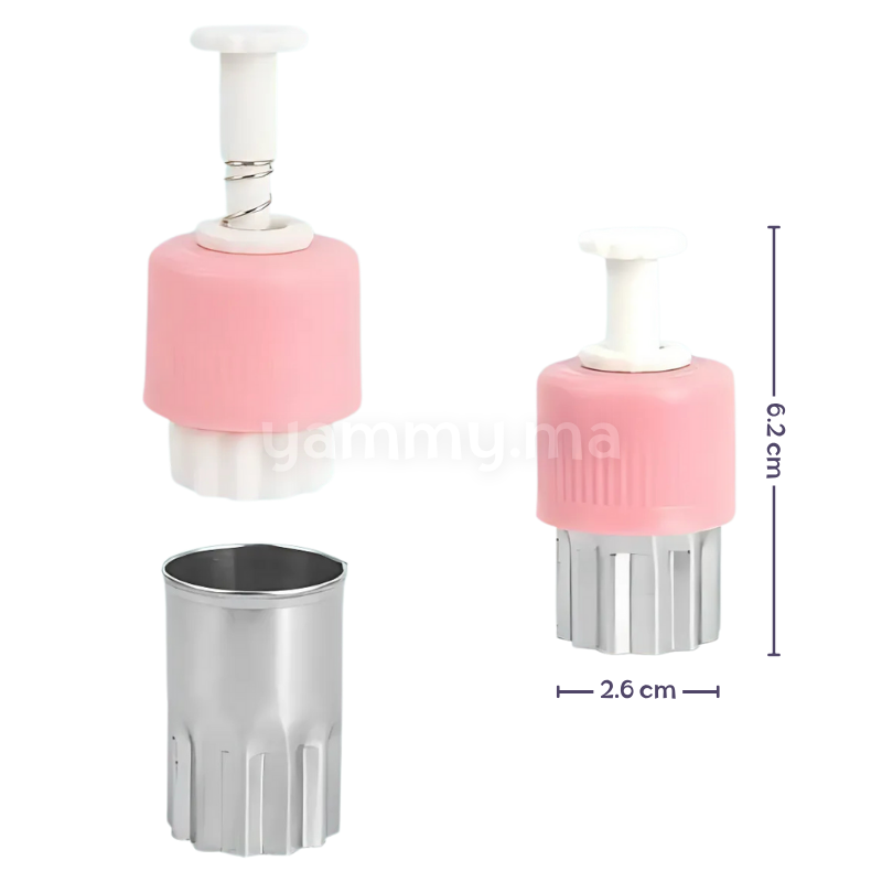 SET. 3 Mini Emporte-pièces avec Poussoir - Étoile, Rond et Ananas