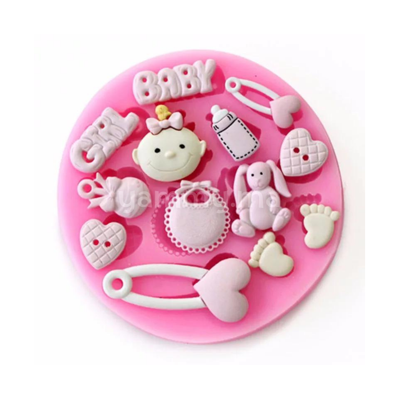 Moule Silicone Thème Bapteme Baby Girl