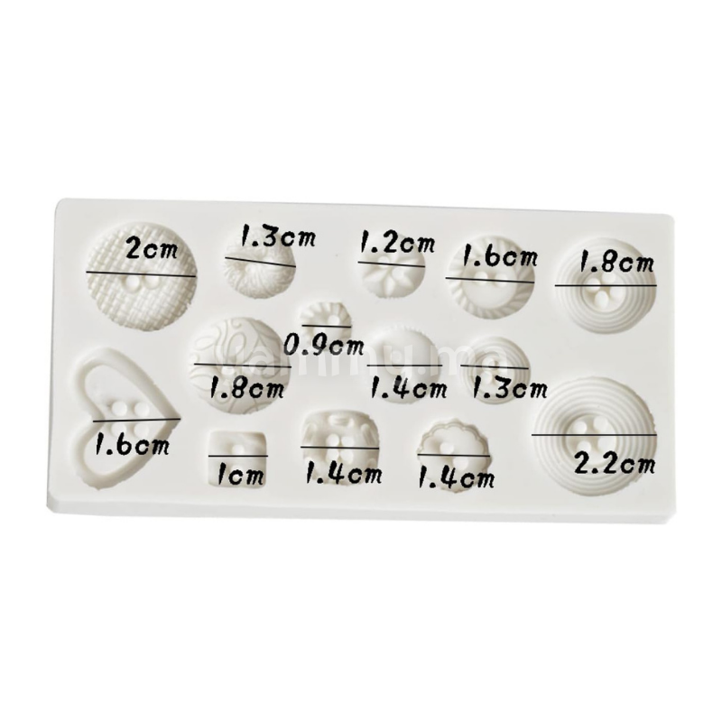 Moule Silicone pate a sucre 14 Boutons Divers