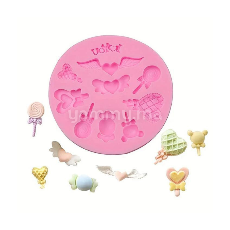 Moule Silicone pour pate a sucre coeur sucette  I Love You