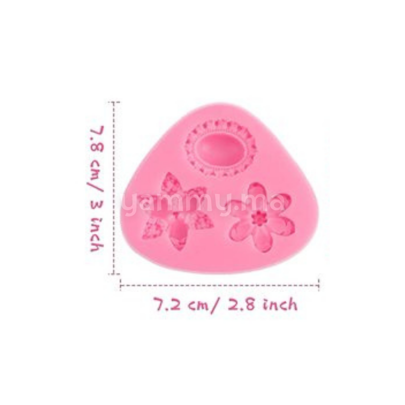 Moule Silicone 2 Fleurs et Diamant