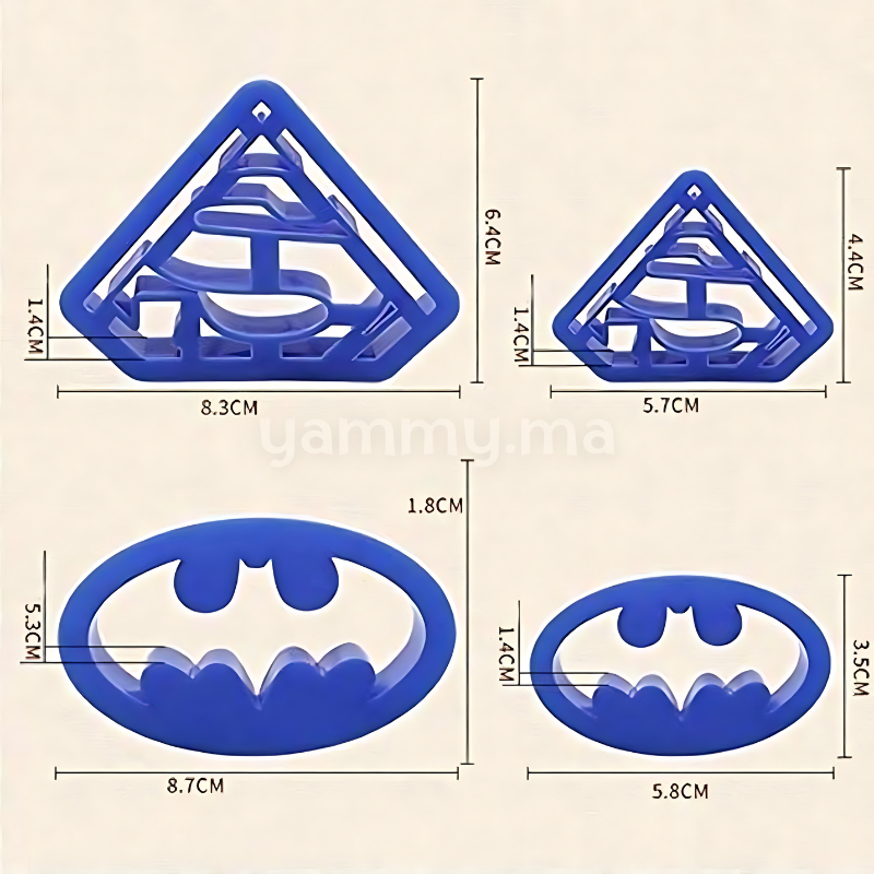 SET. 4 Emporte-pièces Super Héros Batman et Superman