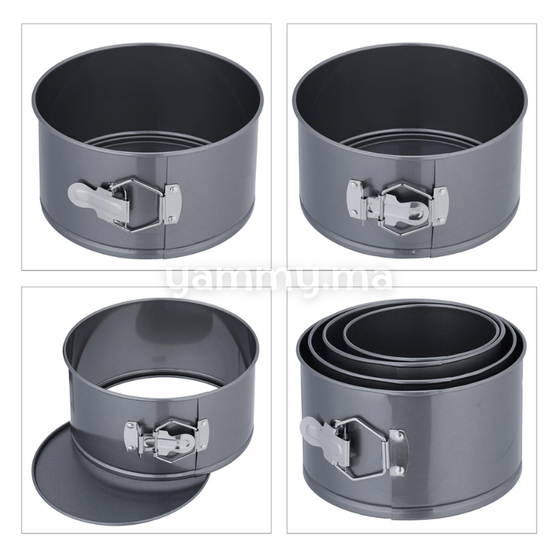 Ens. de 4 Moules à Charnière Rond 12/14/16/18*H 10.5 cm