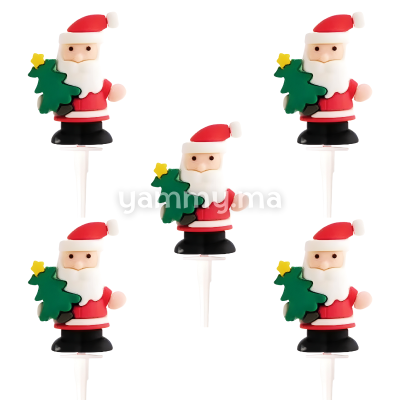 Sapin de Père Noël 5 cm pour Décor de Bûche de Noël (x5)